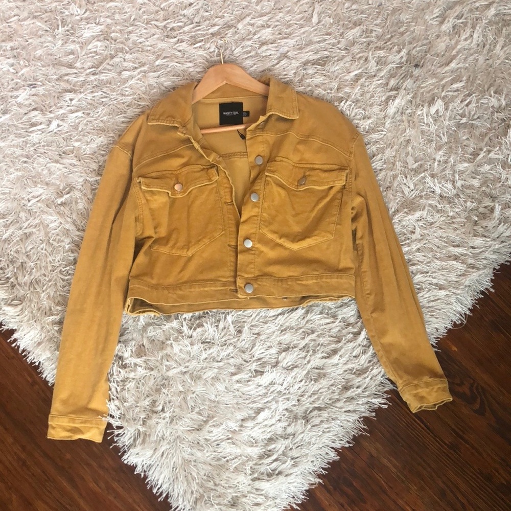 Nasty Gal Jackets | Gold Cropped Corduroy